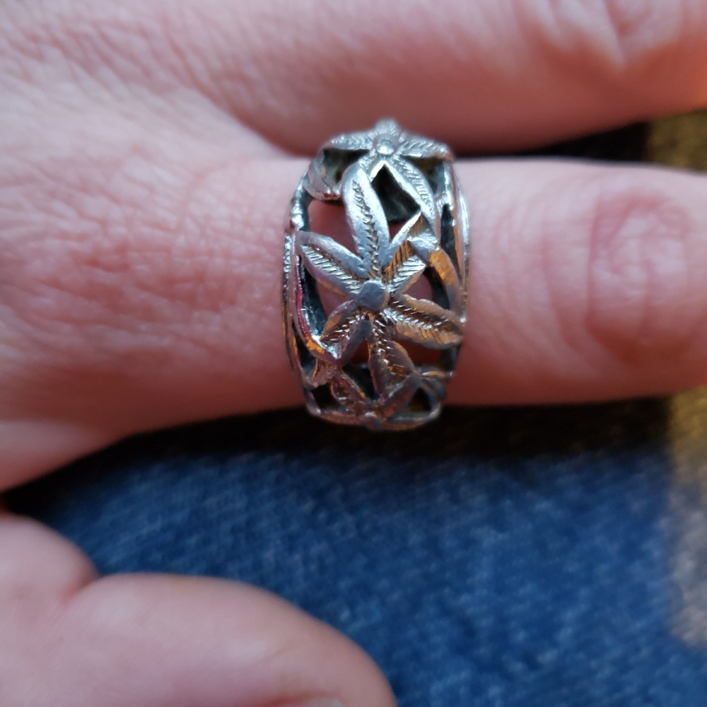 Large Vintage Adjustable Floral Cocktail Ring